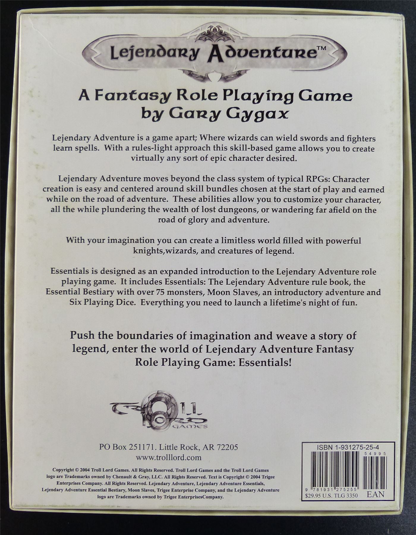 Legendary Adventure Fantasy Roleplaying Game by Gary Gygax #277