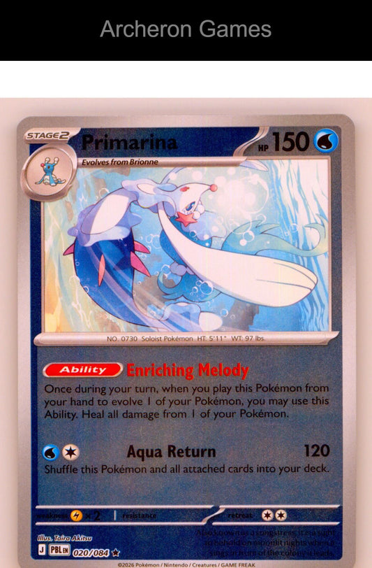 Pokemon Card Primarina ME05 020/084 R Pitch Black Reverse Holo