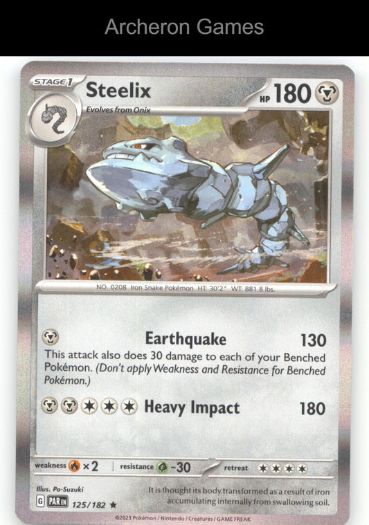 Pokemon Card Steelix PAR 125/182 R Paradox Rift Holo