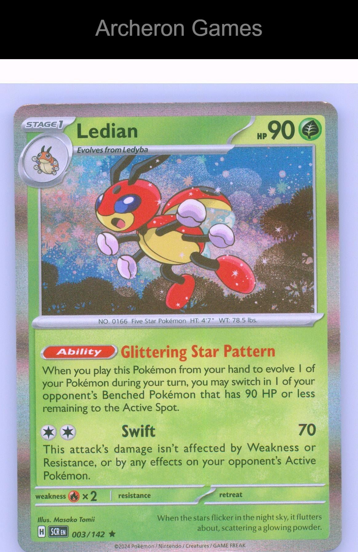 Pokemon Card Ledian SCR 3/142 R Stellar Crown Reverse Holo