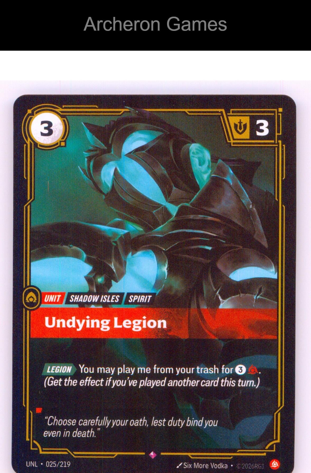 Undying Legion UNL 025/219 R Unleashed Riftbound Card