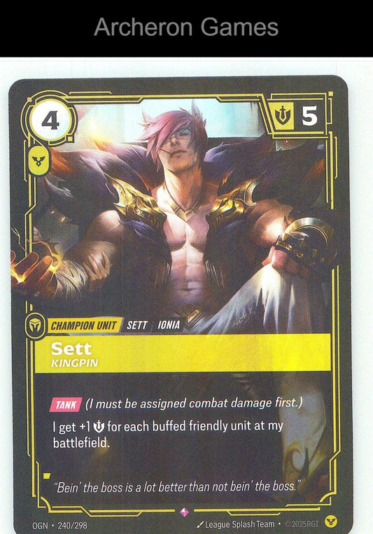Sett - Kingpin OGN 240/298 R Origins Riftbound Card