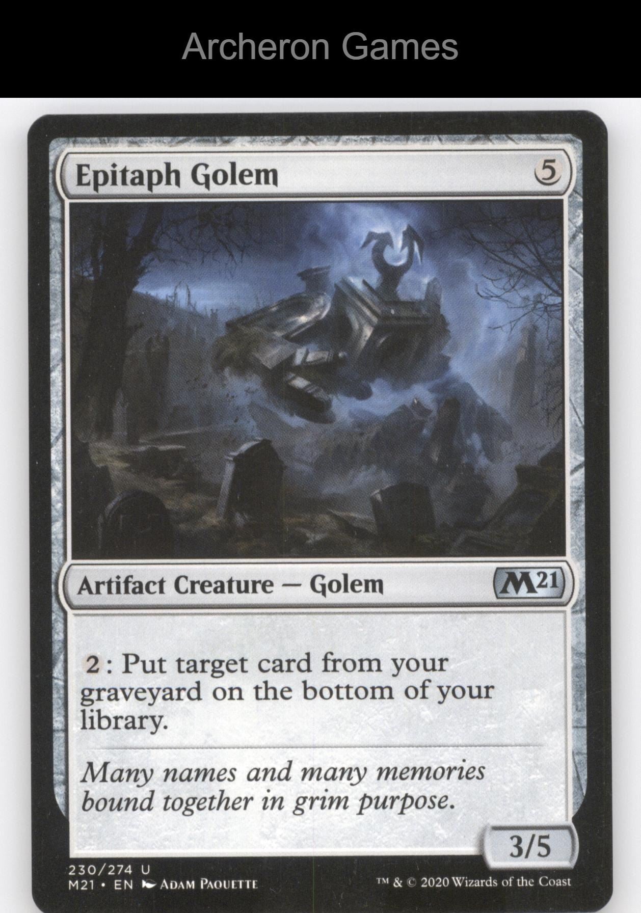Epitaph Golem 230 UC MTG Card Core Set 2021