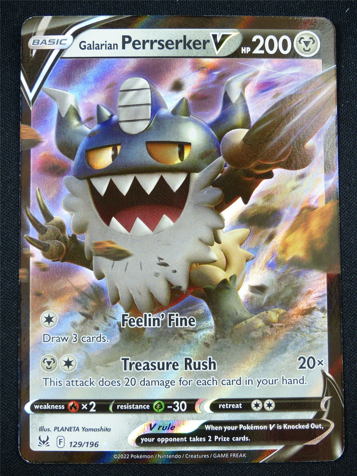 Galarian Perrserker V 129/196 Holo - Pokemon Card #CS