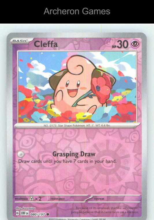 Pokemon Card Cleffa OBF 080/197 C Obsidian Flames Reverse Holo
