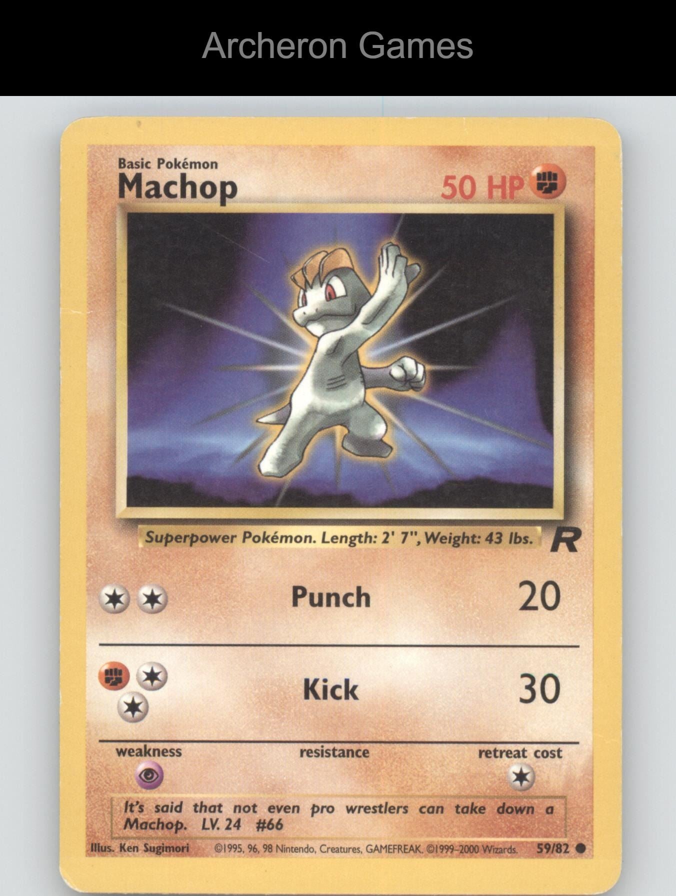 Pokemon Card Machop TR 59/82 C Team Rocket Unlimited