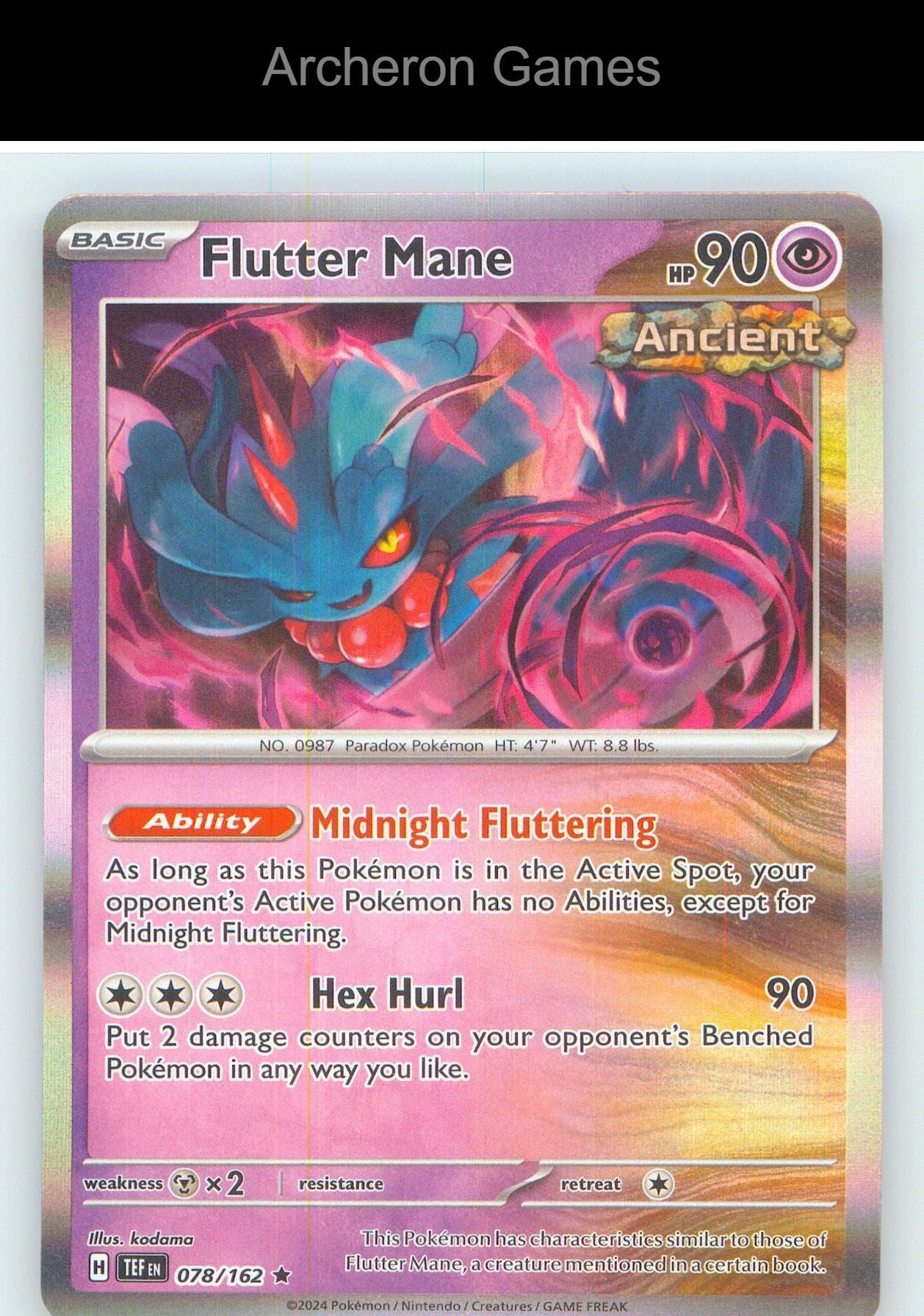 Pokemon Card Flutter Mane TEF 078/162 R Temporal Forces Reverse Holo