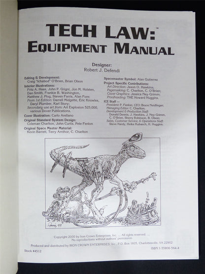 Spacemaster: Tech Law Equipment Manual - Roleplay Softback #1WN