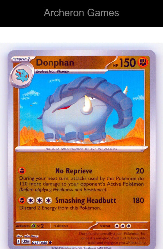 Pokemon Card Donphan ME04 045/086 C Chaos Rising Reverse Holo