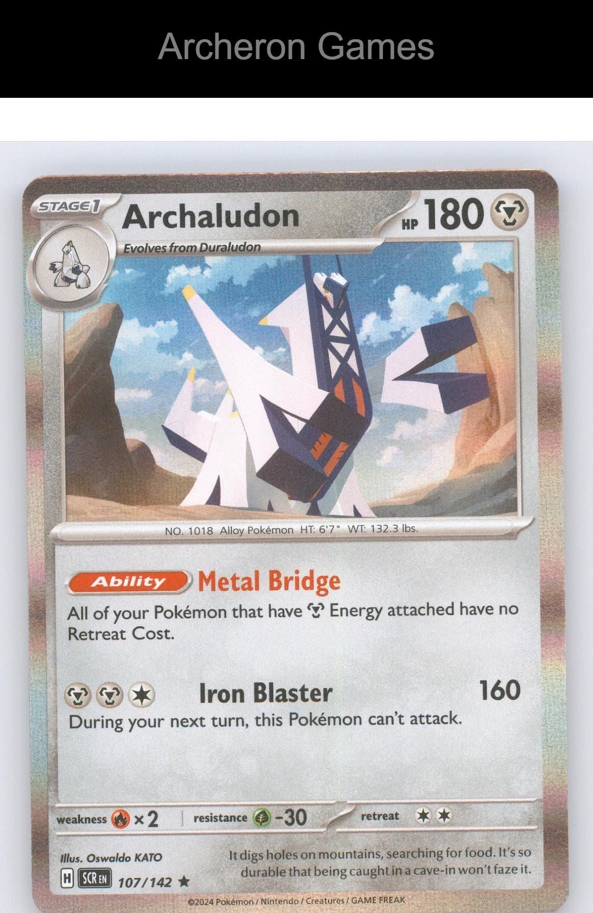 Pokemon Card Archaludon SCR 107/142 R Stellar Crown Reverse Holo