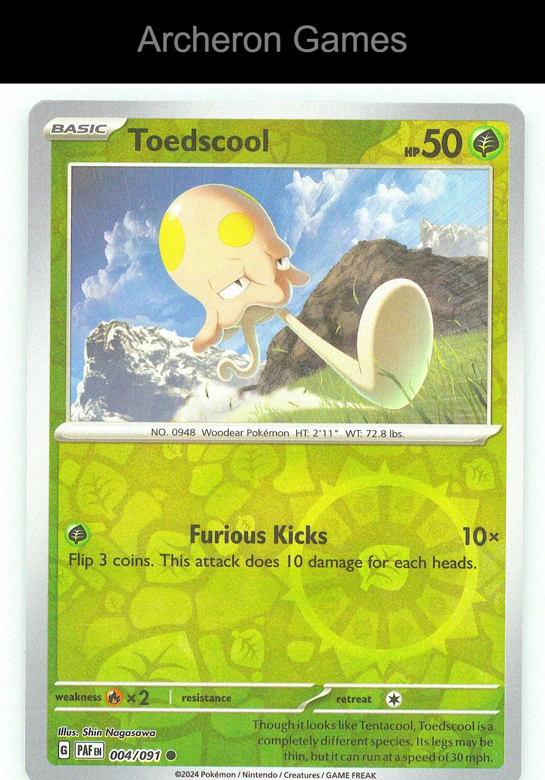 Pokemon Card Toedscool PAF 004/091 C Paldean Fates Reverse Holo
