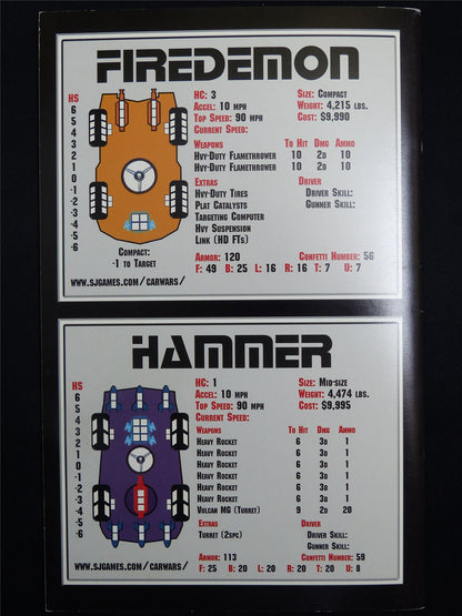 Car Wars Division 10 Set 1: Firedemon vs Hammer -  Roleplay Booklet #NC
