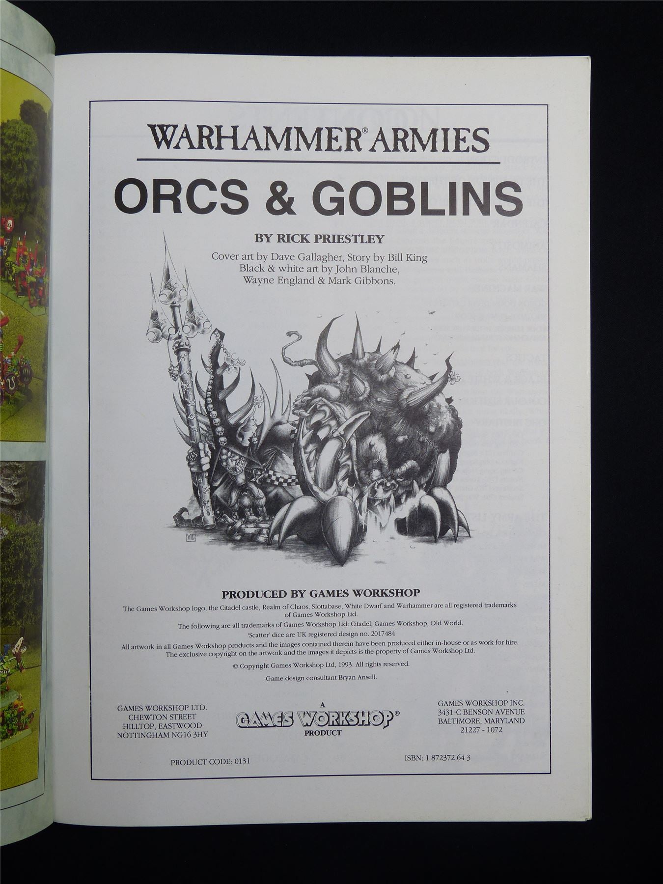 Warhammer Armies: Orcs and Goblins 4th Edition Softback 1993 - Warhammer Old World #1GQ