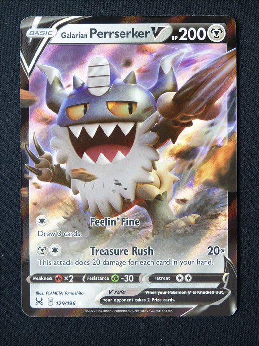 Galarian Perrserker V 129/196 Holo - Pokemon Card #6XK