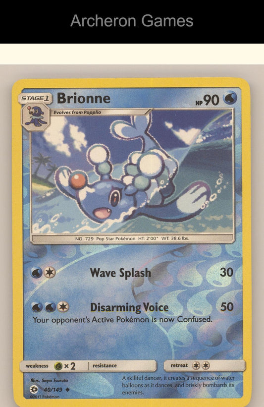 Pokemon Card Brionne SM01 40/149 UC SM Base Set Reverse Holo