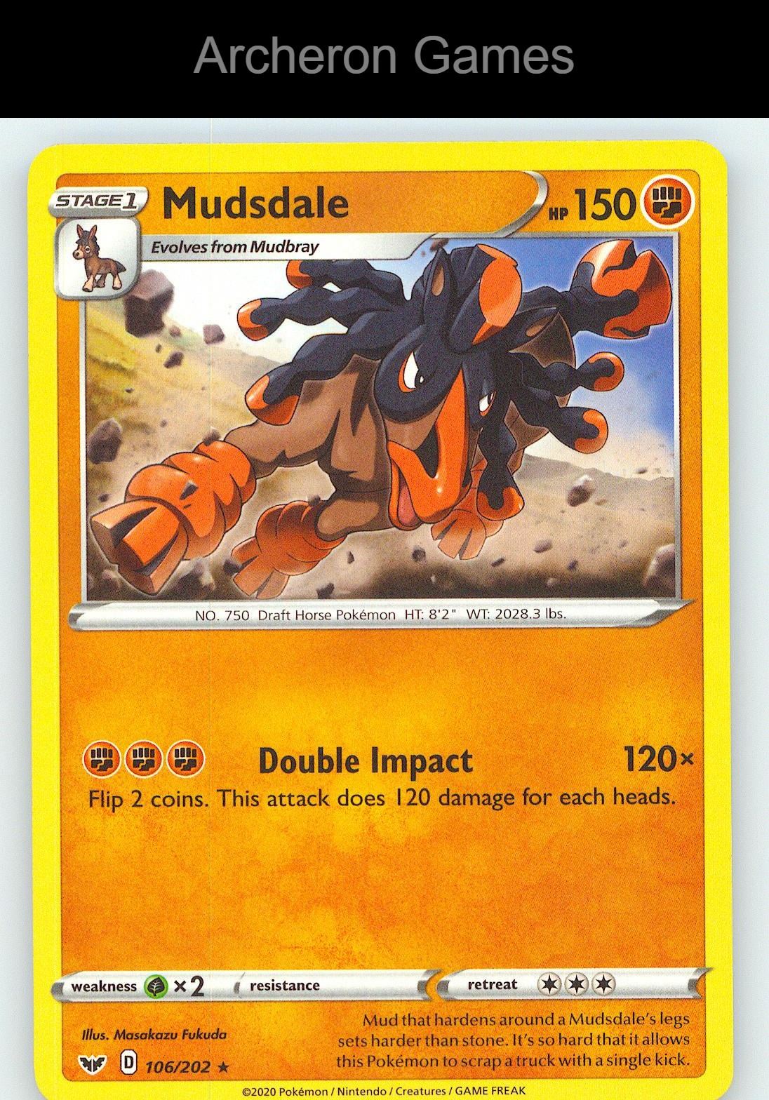 Pokemon Card Mudsdale SSH 106/202 R Sword & Shield