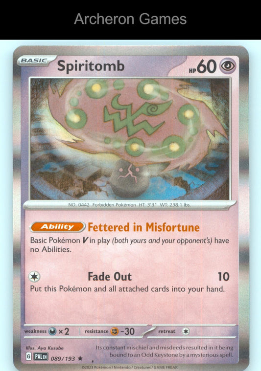 Pokemon Card Spiritomb PAL 089/193 R Paldea Evolved Holo