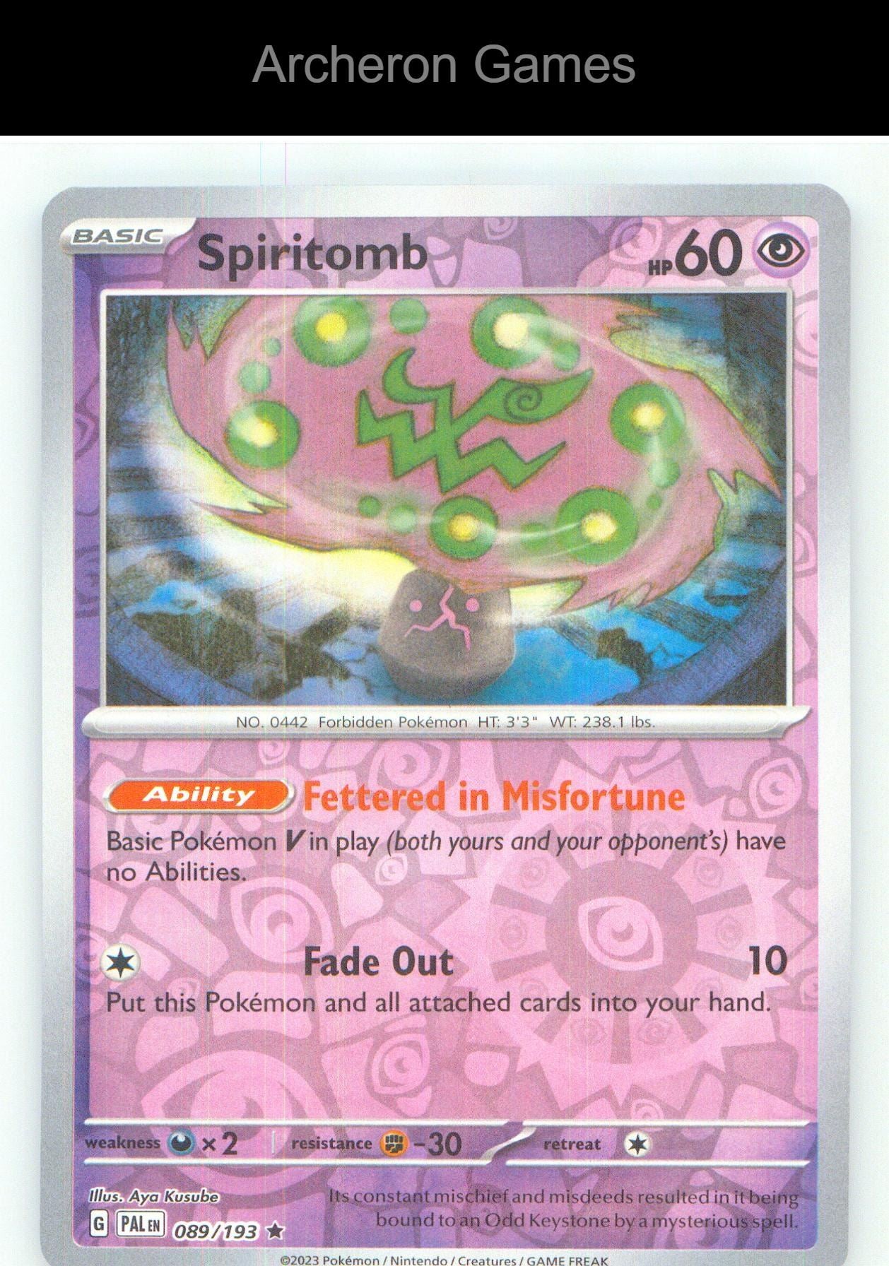 Pokemon Card Spiritomb PAL 089/193 R Paldea Evolved Reverse Holo