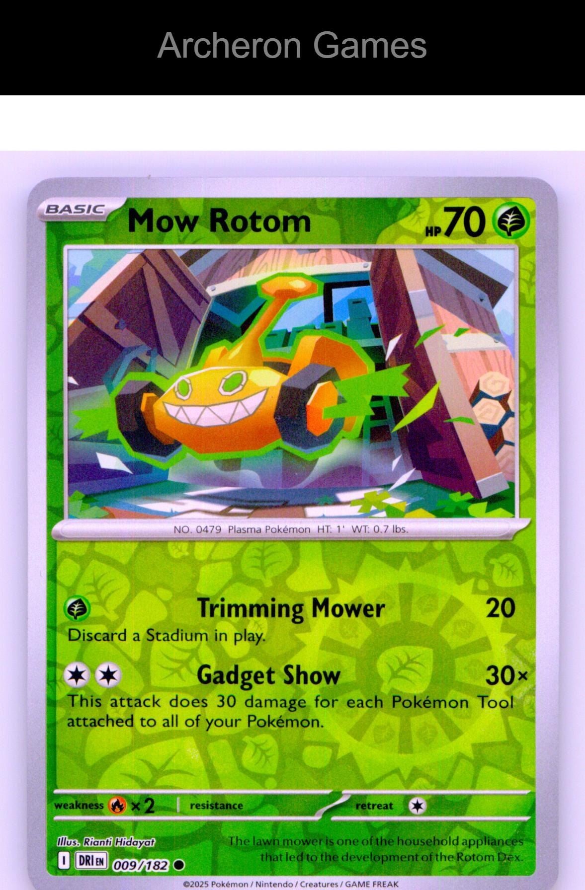 Pokemon Card Mow Rotom DRI 009/182 C Destined Rivals Reverse Holo