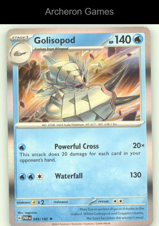 Pokemon Card Golisopod PAR 049/182 R Paradox Rift Holo