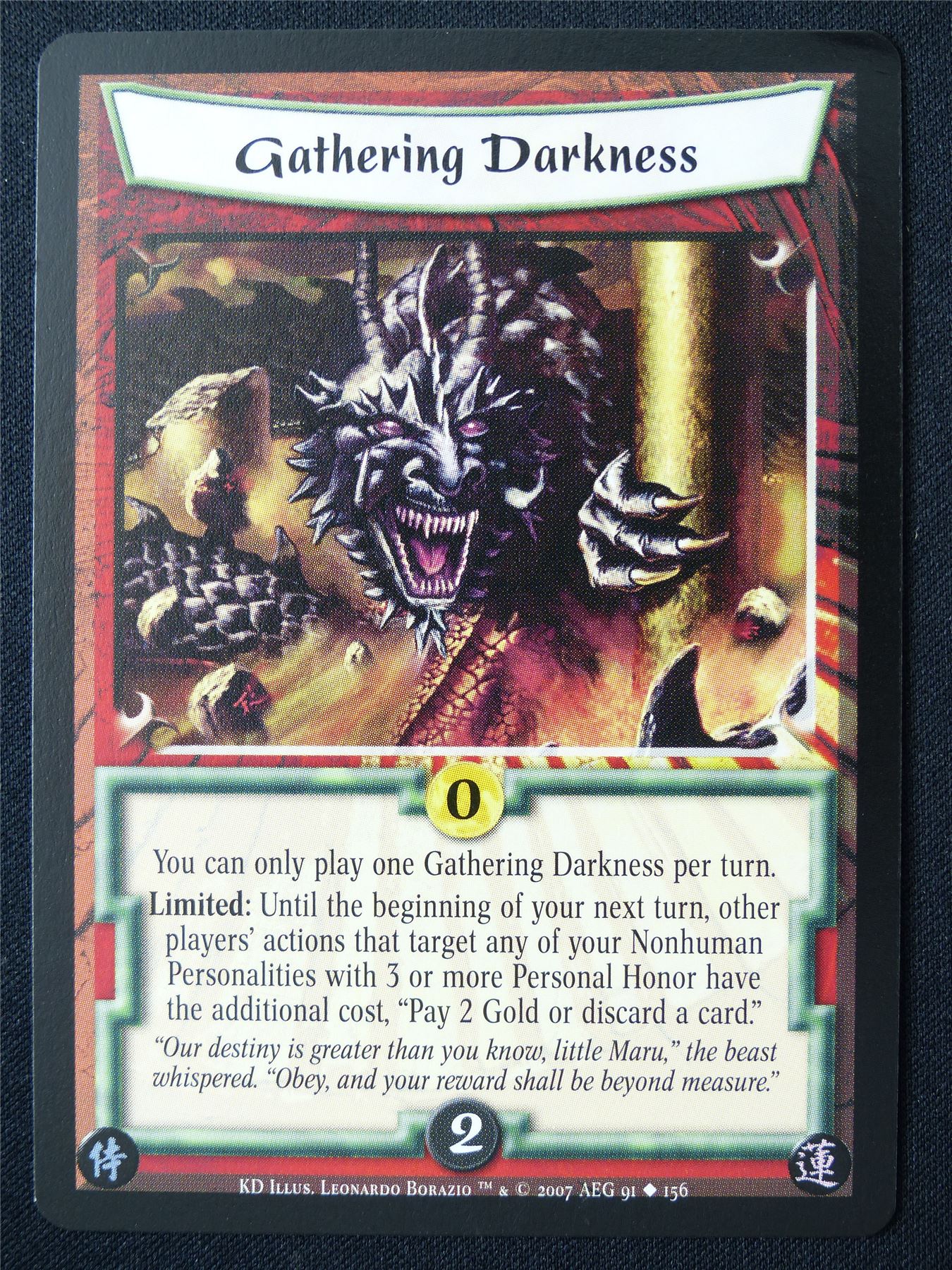 Gathering Darkness - KD - Legend of the Five Rings L5R Card #11B