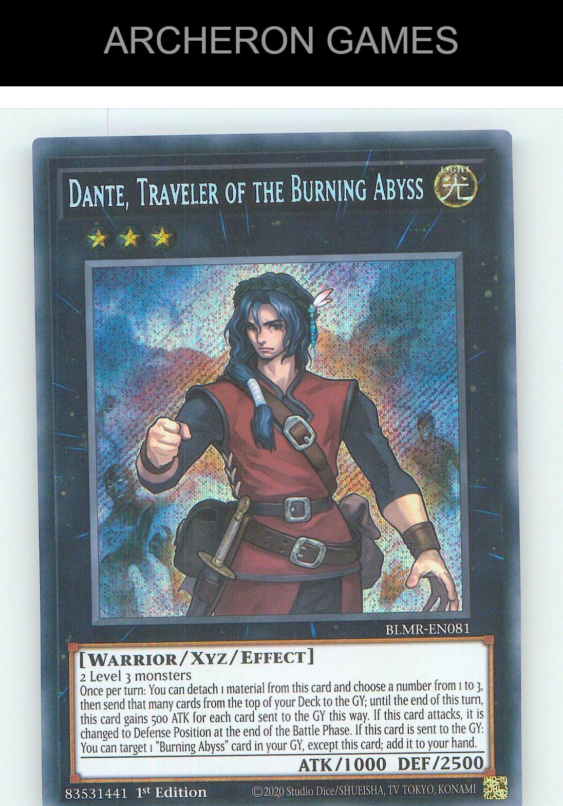 Dante, Traveler of the Burning Abyss SEC YUGIOH Card 1st Edition