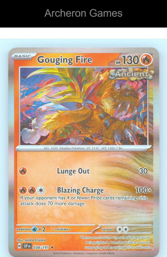 Pokemon Card Gouging Fire SSP 038/191 R Surging Sparks Reverse Holo