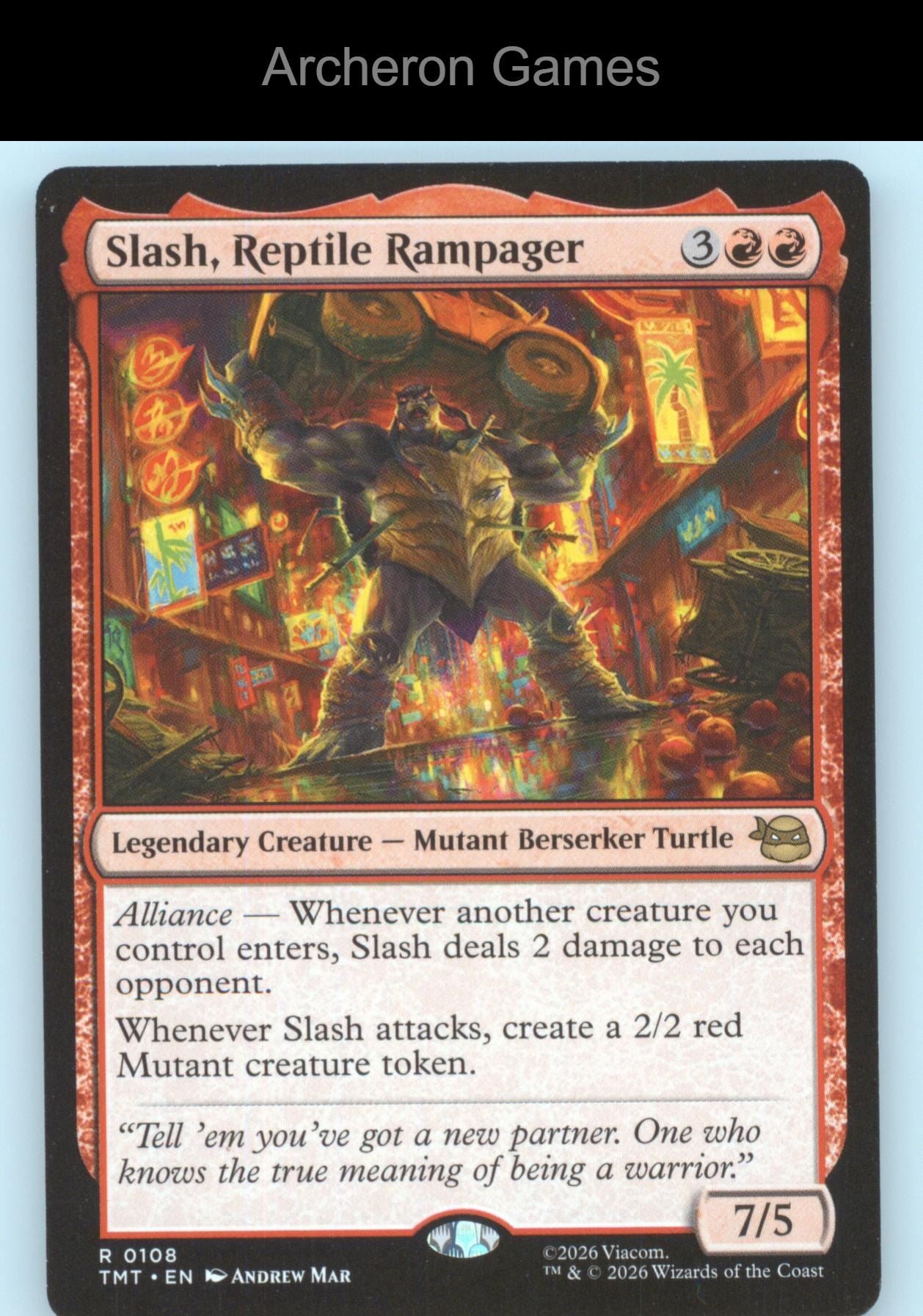 Slash, Reptile Rampager TMT 0108 R MTG Card Teenage Mutant Ninja Turtles