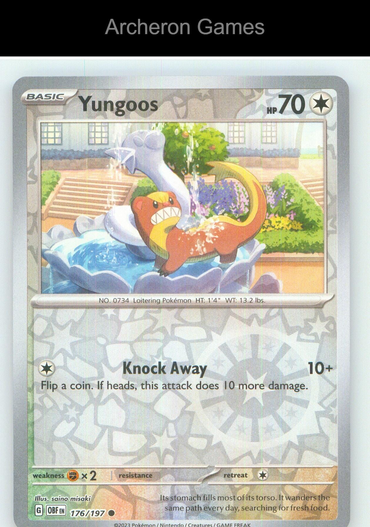 Pokemon Card Yungoos OBF 176/197 C Obsidian Flames Reverse Holo
