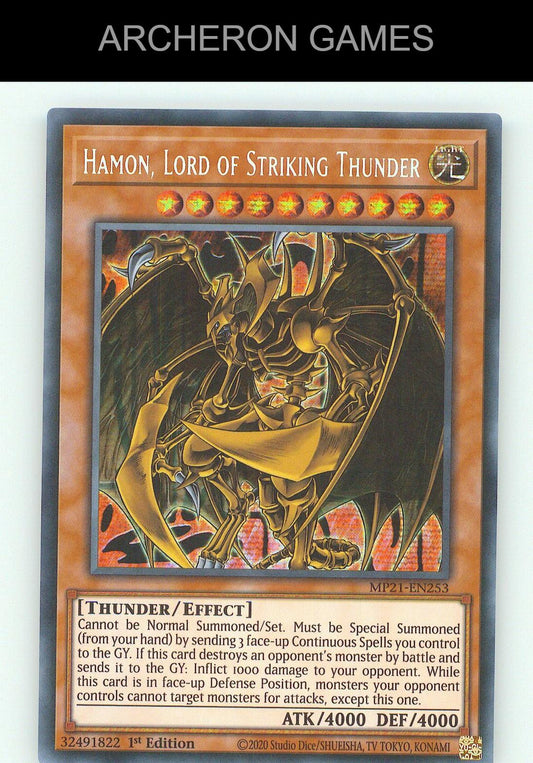 Hamon, Lord of Striking Thunder SEC YUGIOH Card