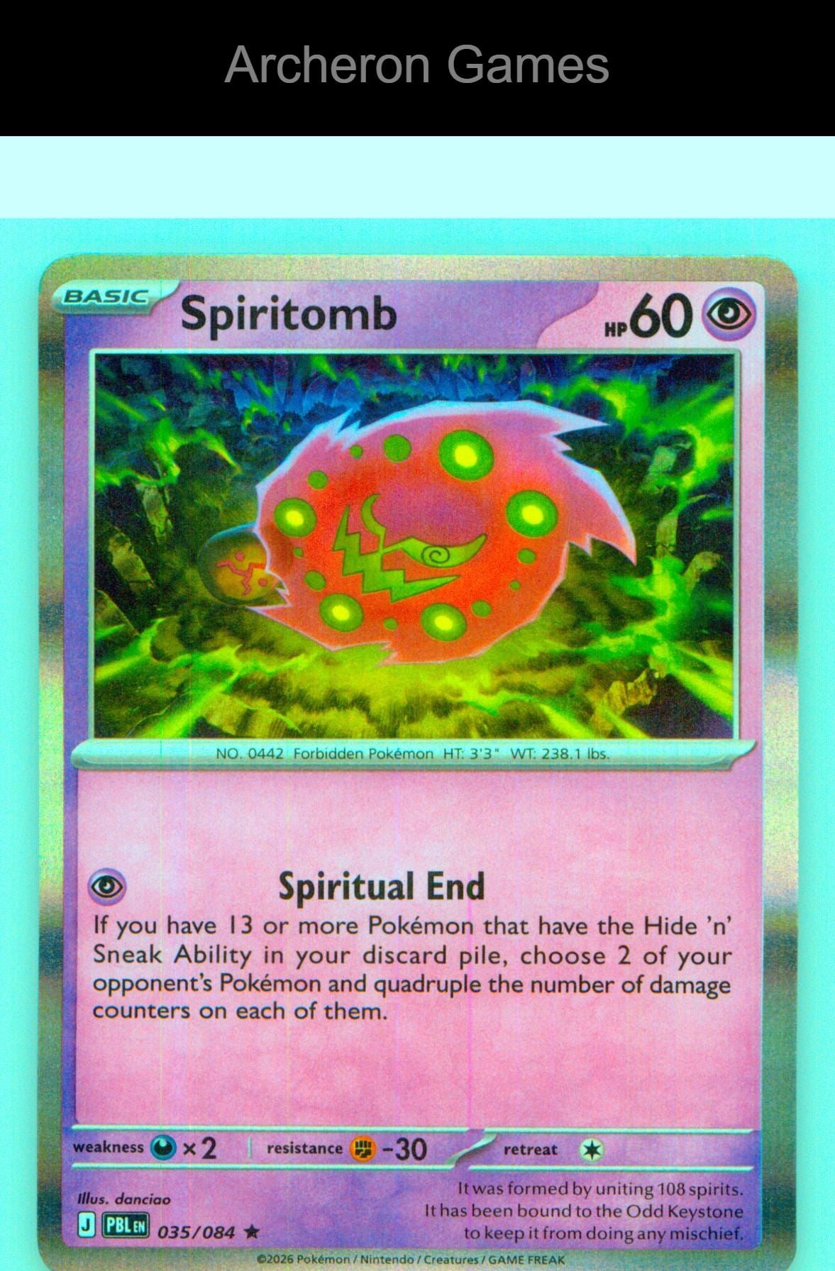 Pokemon Card Spiritomb ME05 035/084 R Pitch Black Holo