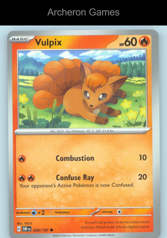 Pokemon Card Vulpix OBF 028/197 C Obsidian Flames