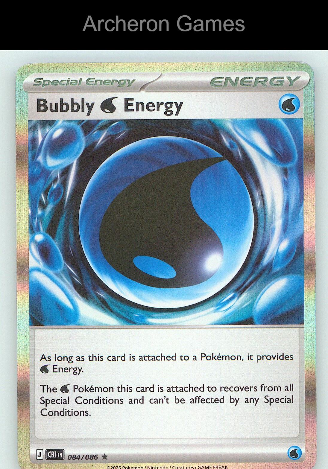 Pokemon Card Bubbly W Energy ME04 084/086 HOLO R Chaos Rising