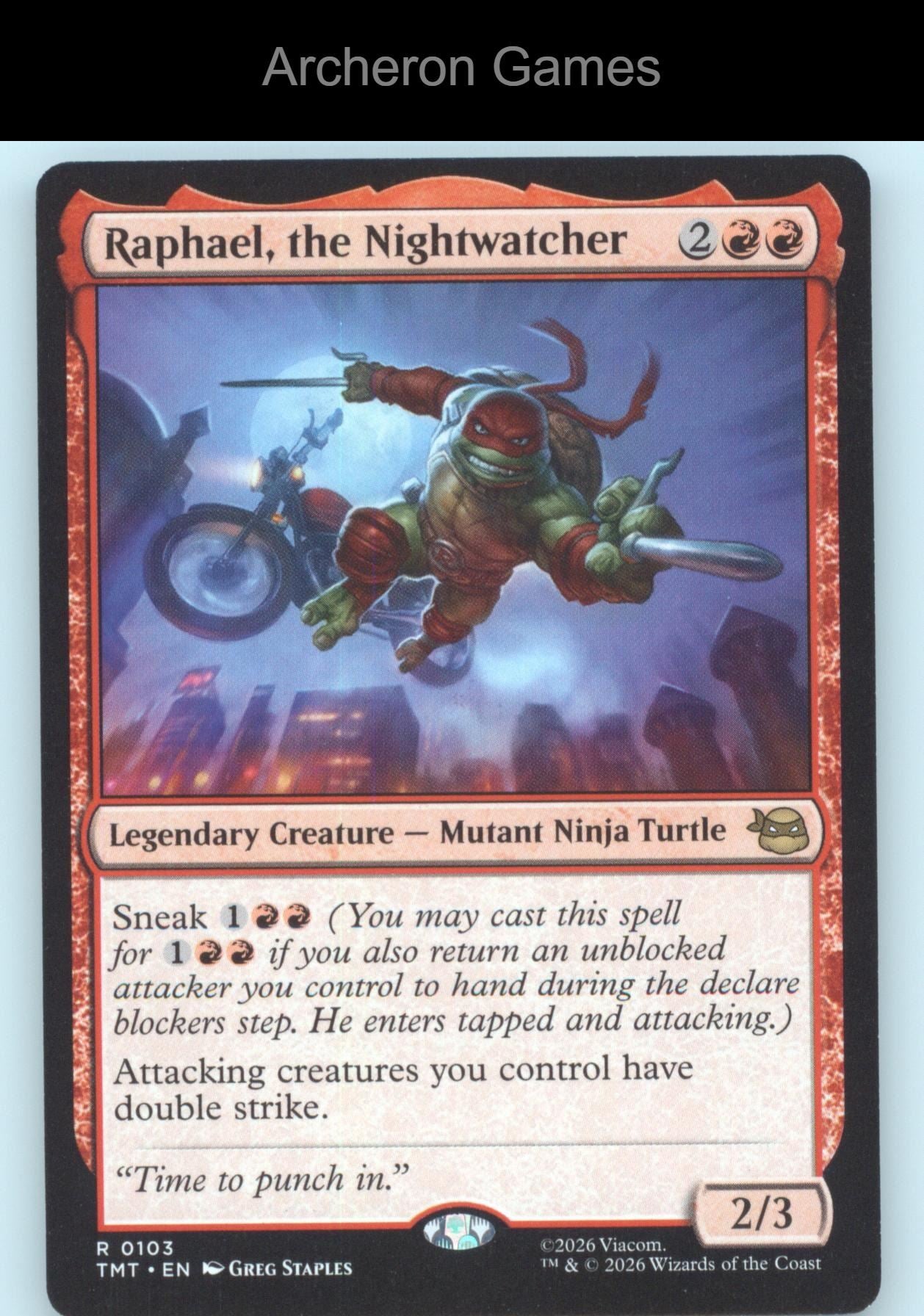 Raphael, the Nightwatcher TMT 0103 R MTG Card Teenage Mutant Ninja Turtles