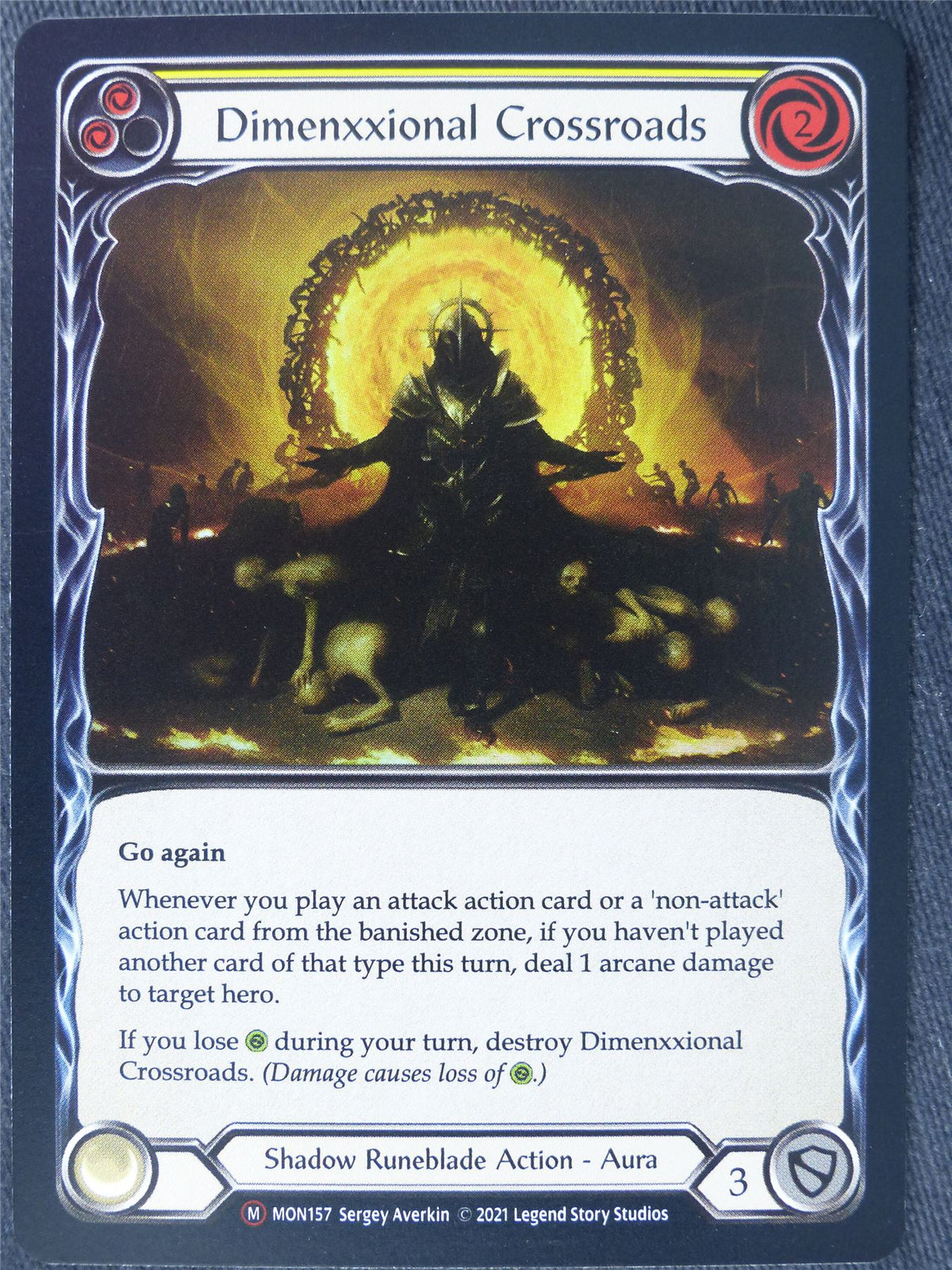 Dimenxxional Crossroads Yellow Foil - Monarch Unlimited - Flesh and Blood Cards #IA
