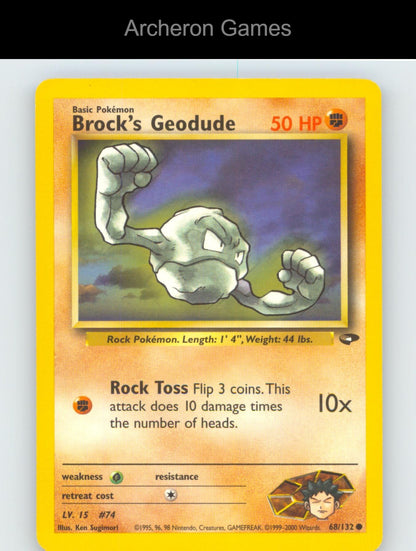 Pokemon Card Brock's Geodude G2 68/132 C Gym Challenge Unlimited