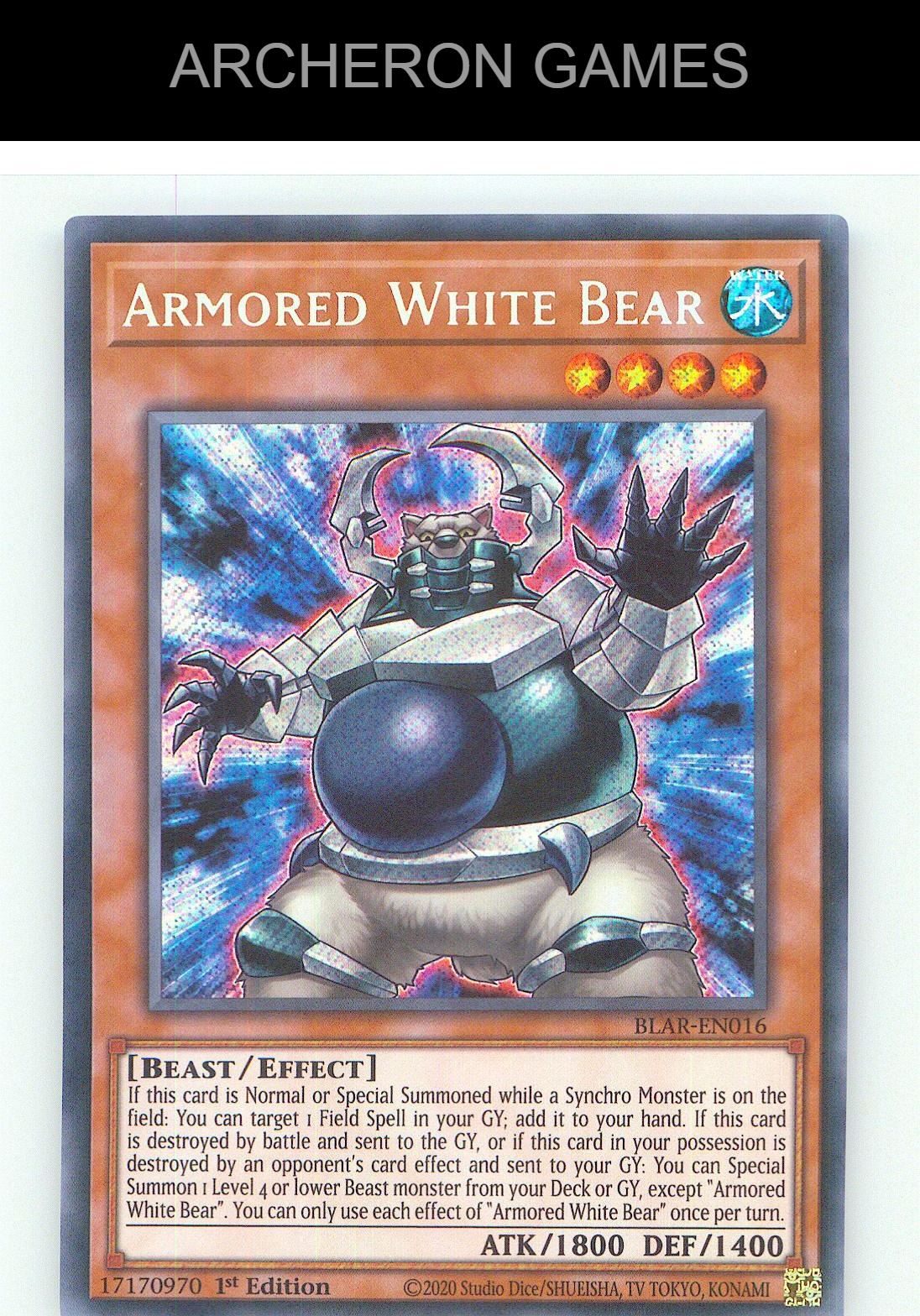 Armored White Bear SEC YUGIOH Card 1st Edition