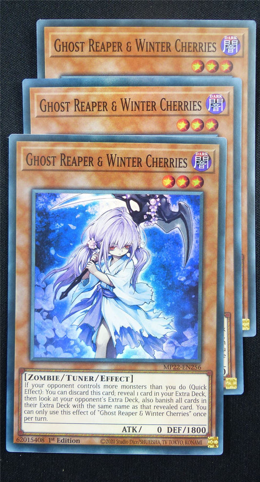 Ghost Reaper & Winter Cherries MP22 Super Rare x3 - 1st ed Yugioh Card #1ZJ
