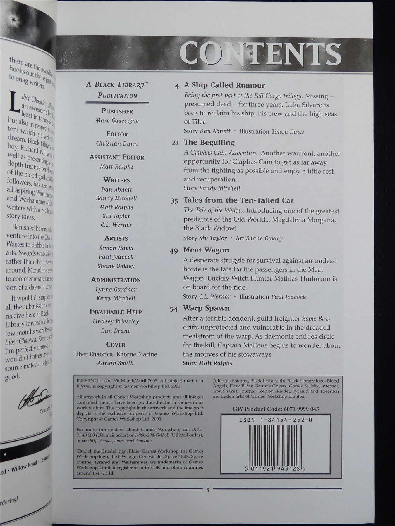 Inferno! Tales of Fantasy and Adventure #35 - Games Workshop Black Library Publication #1OB