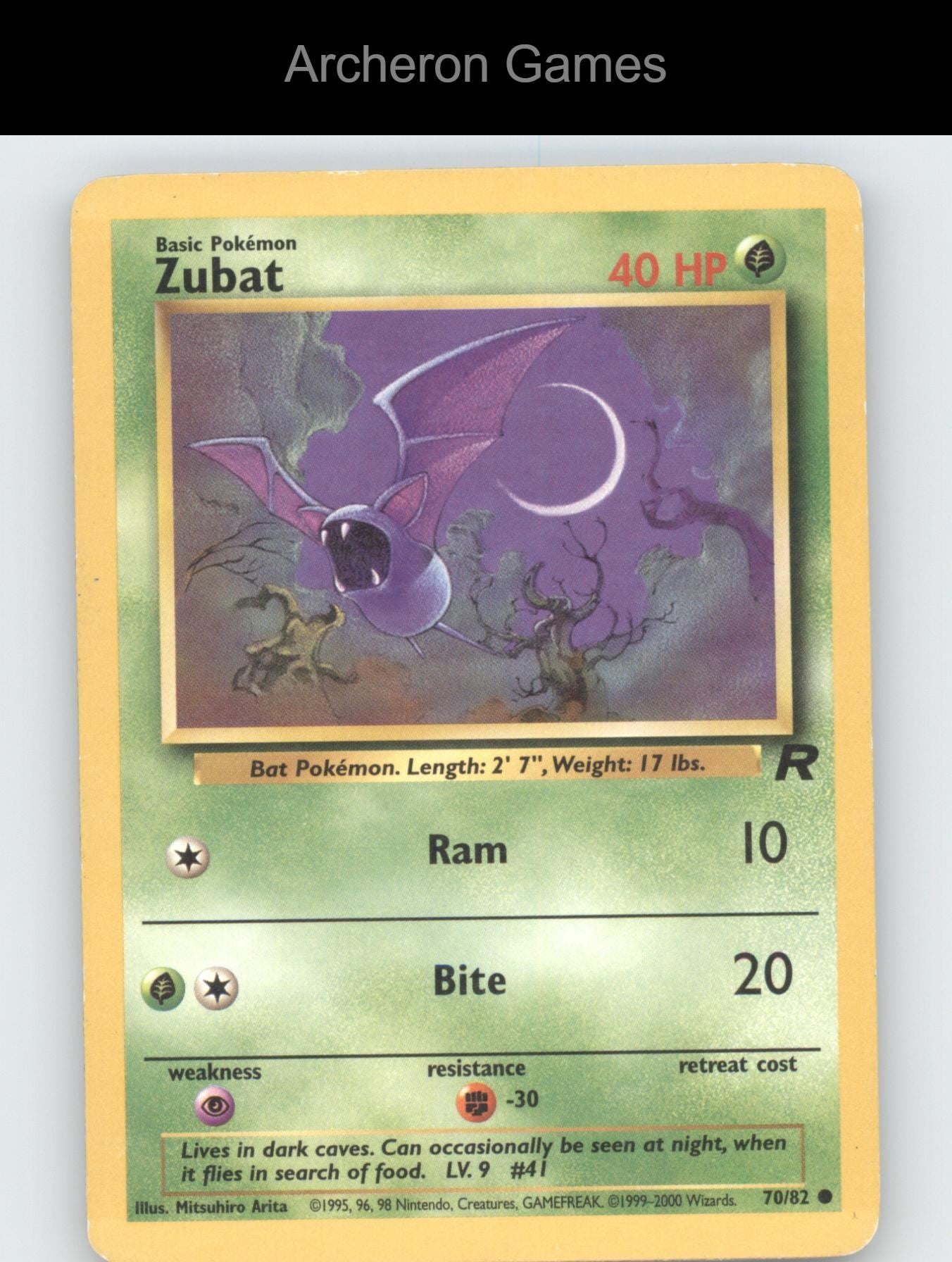 Pokemon Card Zubat TR 70/82 C Team Rocket Unlimited