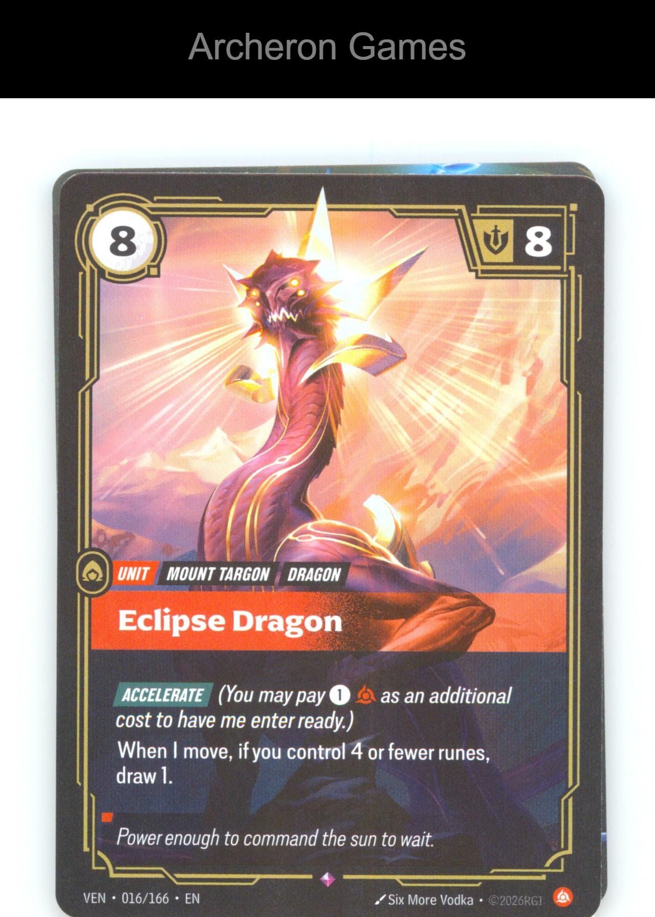Eclipse Dragon VEN 016/166 R Vendetta Riftbound Card Foil