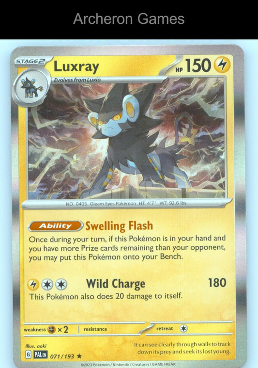 Pokemon Card Luxray PAL 071/193 R Paldea Evolved Holo