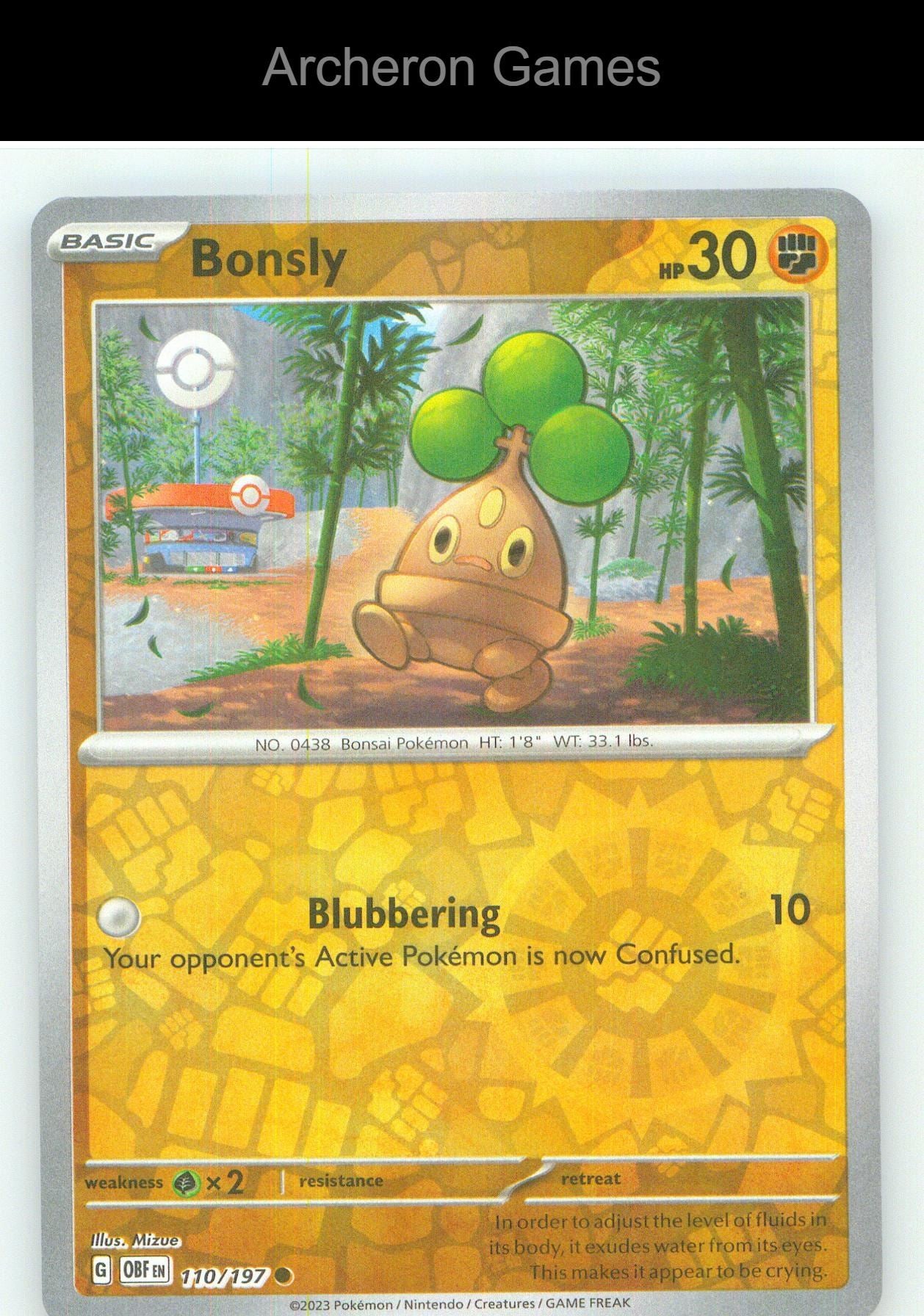 Pokemon Card Bonsly OBF 110/197 C Obsidian Flames Reverse Holo