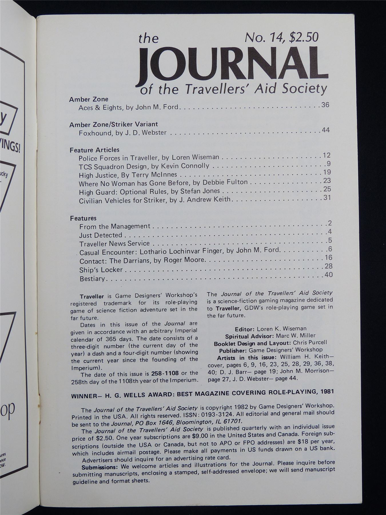 The Journal of the Travellers' Aid Society #14  - Roleplaying Booklet #2TI