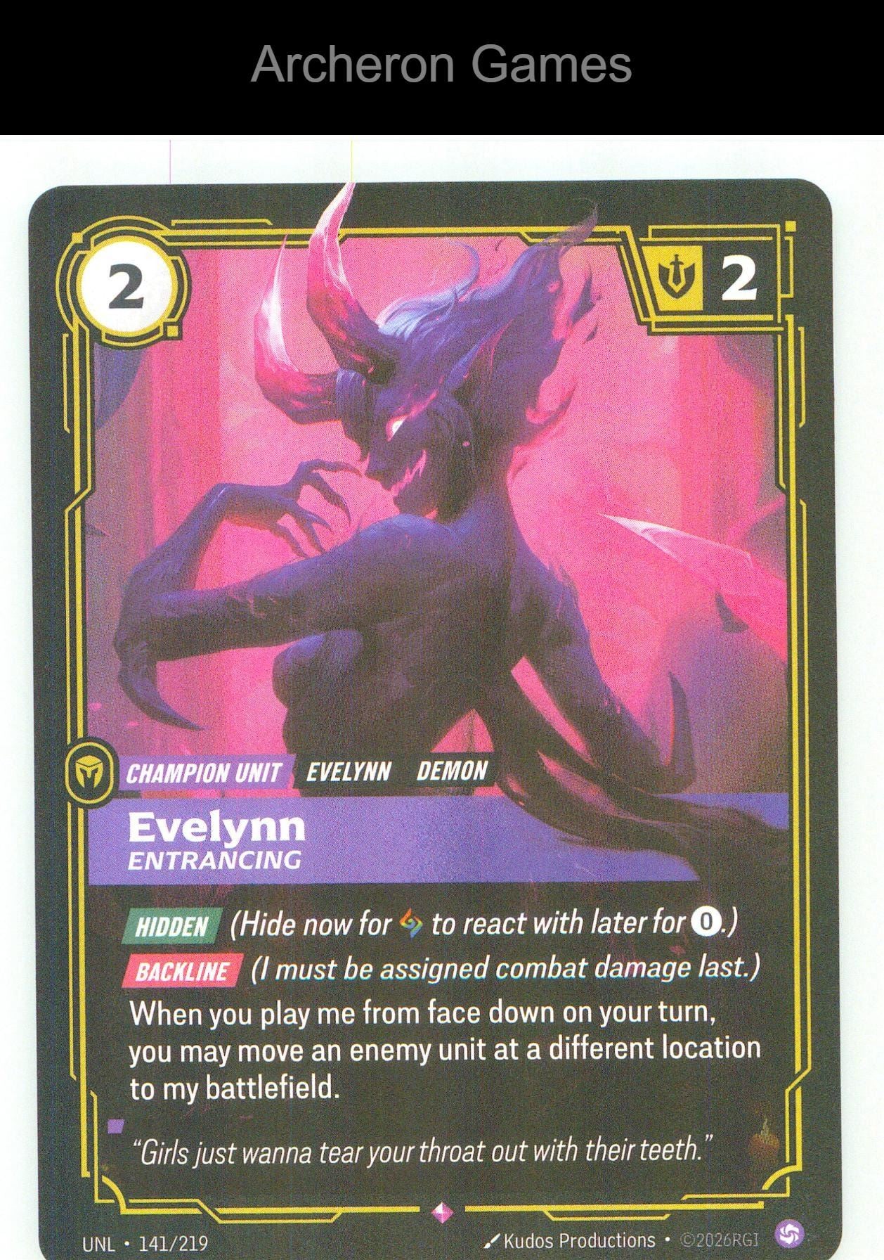Evelynn - Entrancing UNL 141/219 R Unleashed Riftbound Card Foil