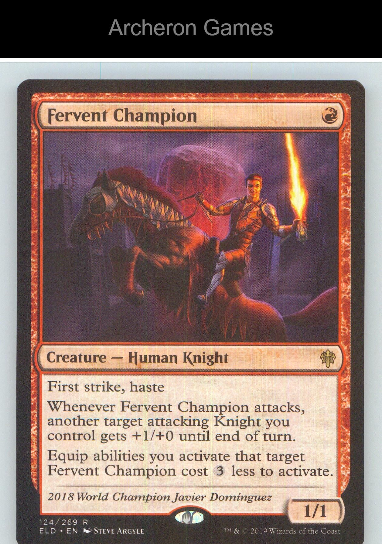 Fervent Champion ELD 124 R MTG Card NM/EX+