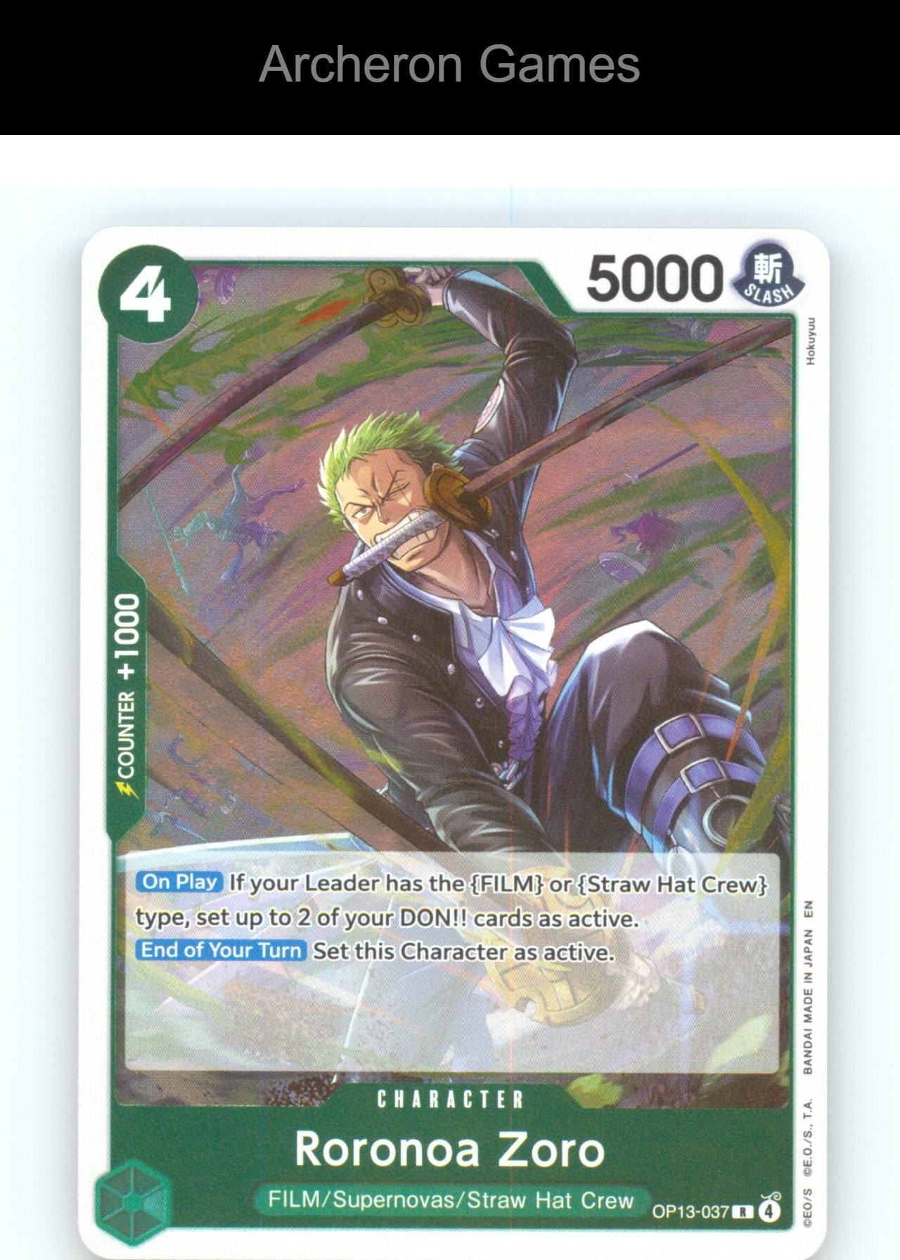Roronoa Zoro OP13-037 R One Piece Card NM/EX+ Foil