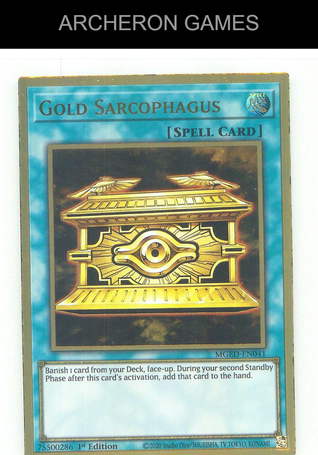 Gold Sarcophagus Premium Gold Rare YUGIOH Card 1st Edition