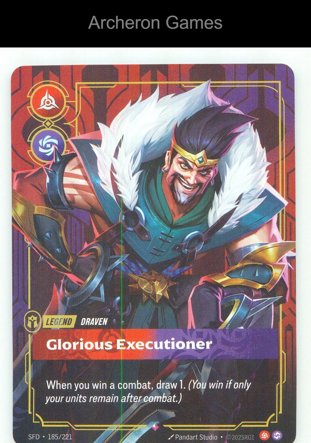 Draven - Glorious Executioner SFD 185/221 R Spiritforged Riftbound Card Foil