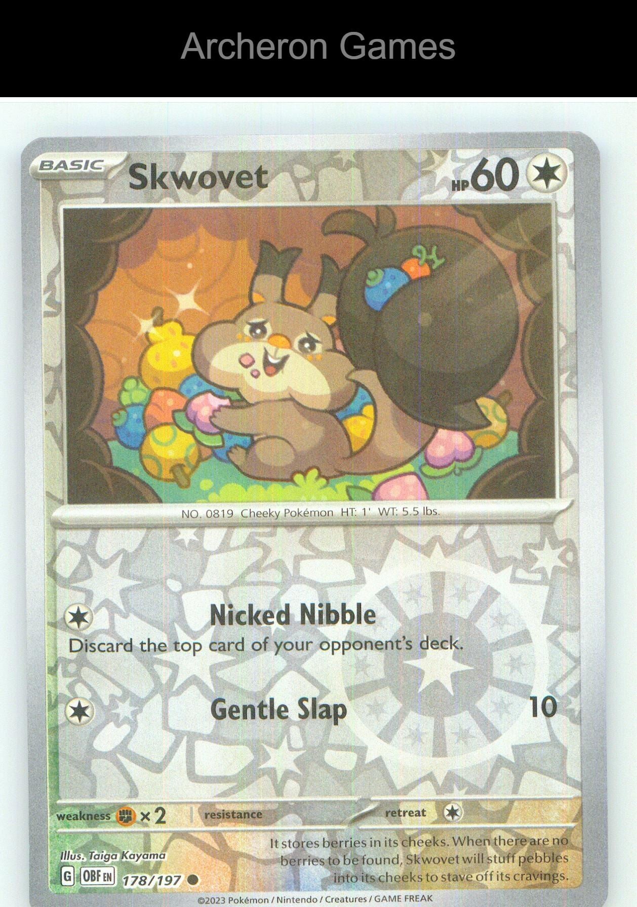 Pokemon Card Skwovet OBF 178/197 C Obsidian Flames Reverse Holo